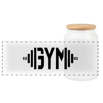 gym - Panoramic Cookie Jar with Wooden Lid - white - Front