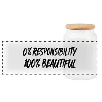 0 % de responsabilité, 100 % de beauté - Boîte à biscuits avec couvercle en bois - blanc - Devant