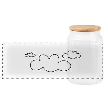 open_clouds - Panoramic Cookie Jar with Wooden Lid - white - Front