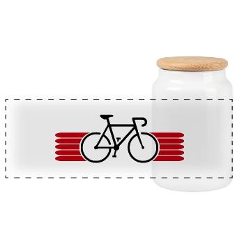 Fahrrad fahren Bike Fahrradfahrer Fahrradfahrerin - Panorama Keksdose mit Holzdeckel - Weiß - Vorne