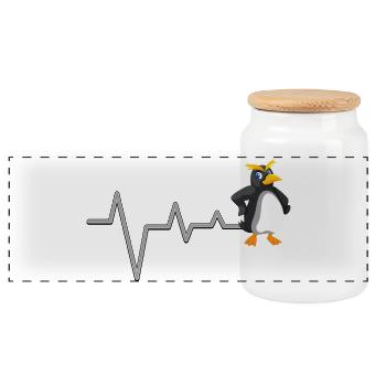 Penguin Heartbeat Fun - Panoramic Cookie Jar with Wooden Lid - white - Front