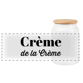 Crème de la crème – Französischer Statement Spruch - Panorama Keksdose mit Holzdeckel - Weiß - Vorne