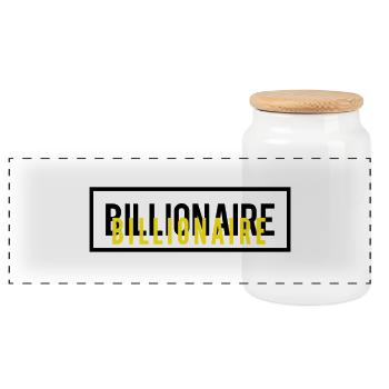 Billionaire Motivation Text Design - Panoramic Cookie Jar with Wooden Lid - white - Front