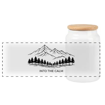 Minimalistische Berglandschaft - Panorama Keksdose mit Holzdeckel - Weiß - Vorne