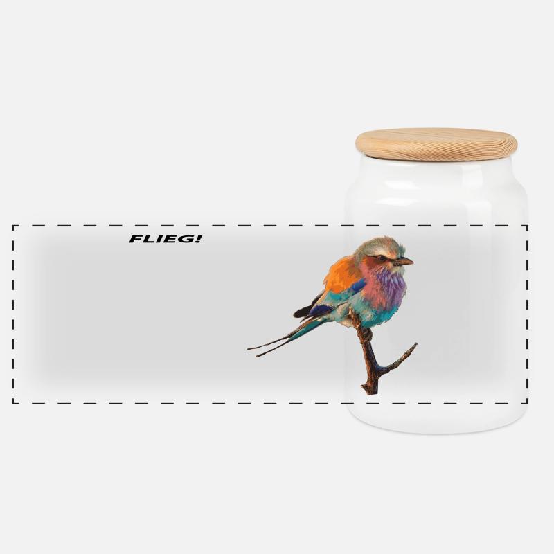 Vogel - Panorama Keksdose mit Holzdeckel - Weiß