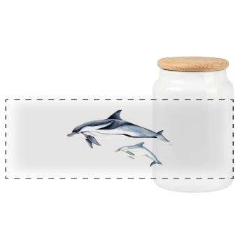 Dolphin Liste - Striped dolphin - dauphin - Panorama Keksdose mit Holzdeckel - Weiß - Vorne