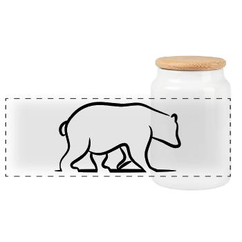 Brown Bear - Grizzly - Panoramic Cookie Jar with Wooden Lid - white - Front