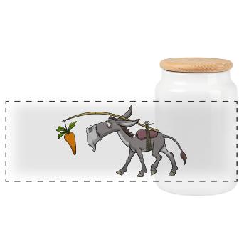 Donkey mule mule - Panoramic Cookie Jar with Wooden Lid - white - Front
