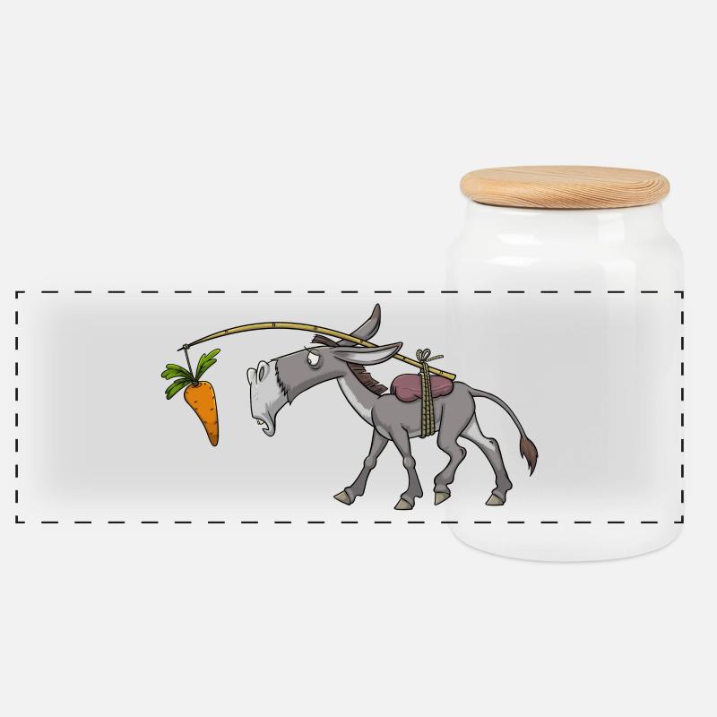 Donkey mule mule - Panoramic Cookie Jar with Wooden Lid - white