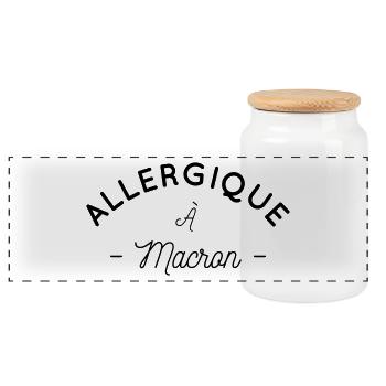 Allergique à Macron - Boîte à biscuits avec couvercle en bois - blanc - Devant