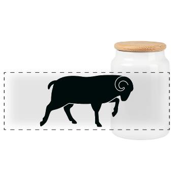 Un bélier course - Boîte à biscuits avec couvercle en bois - blanc - Devant
