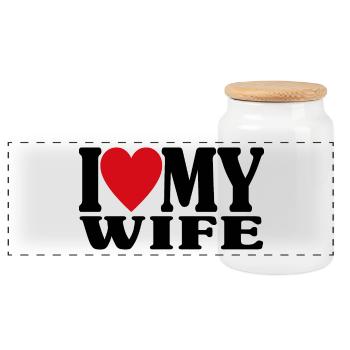 J’aime ma femme assortie au cadeau de la Saint-Valentin - Boîte à biscuits avec couvercle en bois - blanc - Devant