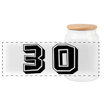 30 YEARS. 30th ANNIVERSARY. ANNIVERSARY 30 YEARS. 30 - Panoramic Cookie Jar with Wooden Lid - white - Front
