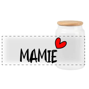 MAMIE. FÊTE DES MÈRES. BONNE FÊTE MAMIE. JE T'AIME - Boîte à biscuits avec couvercle en bois - blanc - Devant