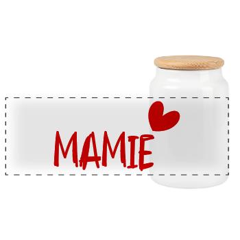 MAMIE. FÊTE DES MÈRES. BONNE FÊTE MAMIE. JE T'AIME - Boîte à biscuits avec couvercle en bois - blanc - Devant