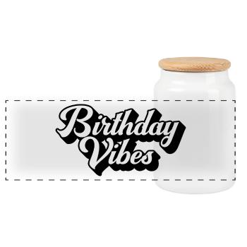 Birthday Vibes Matching Gruppe Geburtstagsparty Geschenk - Panorama Keksdose mit Holzdeckel - Weiß - Vorne