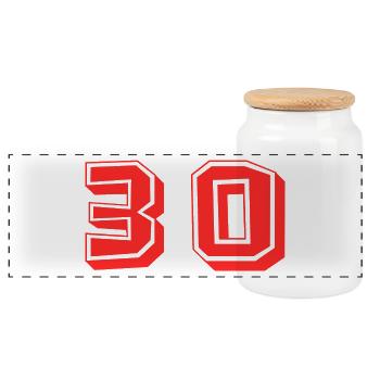 30. 30 ANS. 30e ANNIVERSAIRE. ANNIVERSAIRE 30 ANS. - Boîte à biscuits avec couvercle en bois - blanc - Devant