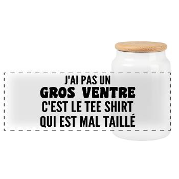 Gros ventre tee shirt | cadeau droles - Boîte à biscuits avec couvercle en bois - blanc - Devant