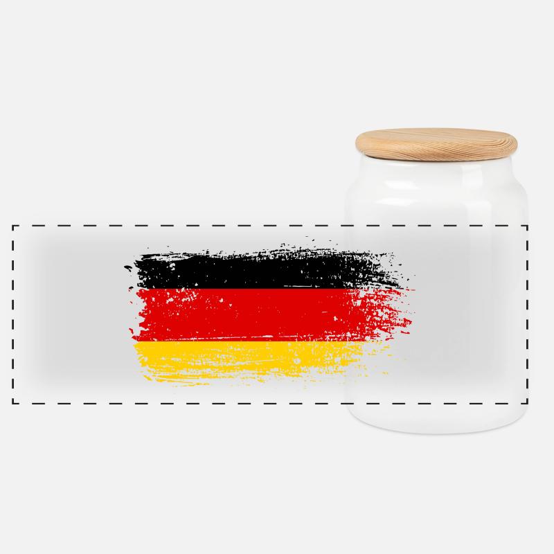 Coup de pinceau Drapeau allemand - Boîte à biscuits avec couvercle en bois - blanc