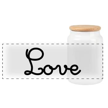 I LOVE YOU. JUST MARRIED. Bachelorette party. VALENTINE'S DAY - Panoramic Cookie Jar with Wooden Lid - white - Front