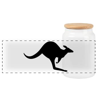 Eine australische Känguru - Panorama Keksdose mit Holzdeckel - Weiß - Vorne