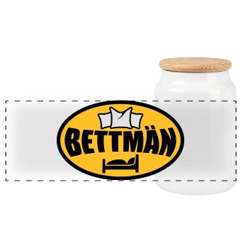 Bettmän | BettMan - Boîte à biscuits avec couvercle en bois - blanc - Devant