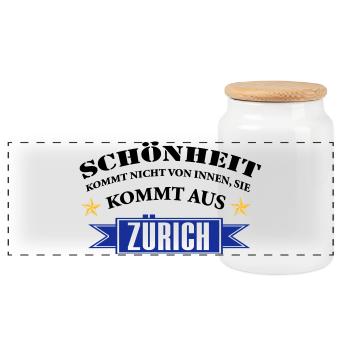 Beauté de Zurich - Boîte à biscuits avec couvercle en bois - blanc - Devant