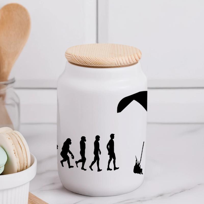 Evolution glider Panoramic Cookie Jar with Wooden Lid