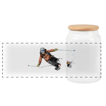 ski - Panorama Keksdose mit Holzdeckel - Weiß - Vorne