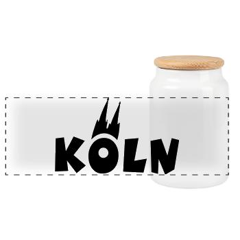 Köln mit Kölner Dom - Panorama Keksdose mit Holzdeckel - Weiß - Vorne
