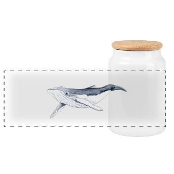 Baby humpback whale - Baleine - Panoramic Cookie Jar with Wooden Lid - white - Front