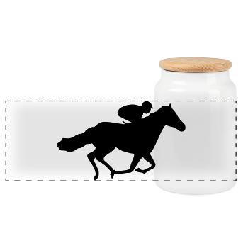 Race Horse - Panoramic Cookie Jar with Wooden Lid - white - Front