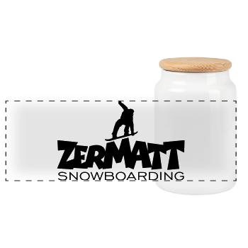 Zermatt Snowboarding Snowboard Snowboarder - Panorama Keksdose mit Holzdeckel - Weiß - Vorne