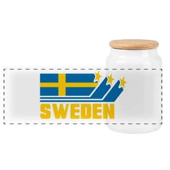Schweden / Schwedische - Flagge / Geschenk - Panorama Keksdose mit Holzdeckel - Weiß - Vorne