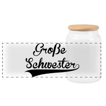 Große Schwester - Panorama Keksdose mit Holzdeckel - Weiß - Vorne