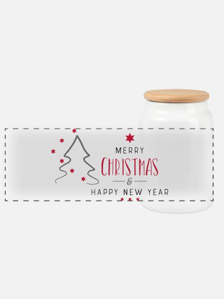 Weihnachten - Panorama Keksdose mit Holzdeckel - Weiß