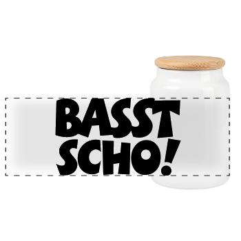 Basst Scho - Panorama Keksdose mit Holzdeckel - Weiß - Vorne