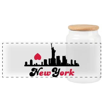 new york - Panorama Keksdose mit Holzdeckel - Weiß - Vorne