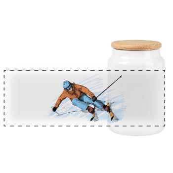 Skiing - Panorama Keksdose mit Holzdeckel - Weiß - Vorne
