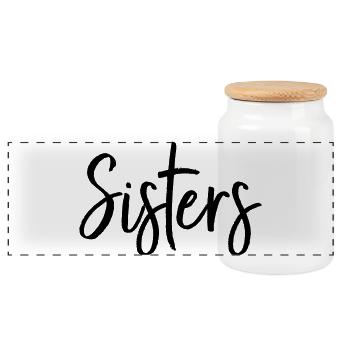 Sisters Best Friend Partner Gift - Panoramic Cookie Jar with Wooden Lid - white - Front