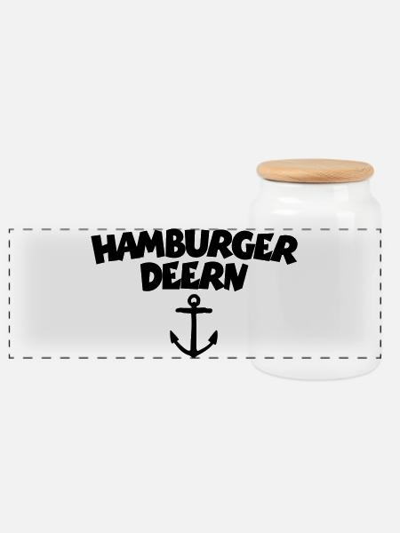 Hamburger Deern - Panorama Keksdose mit Holzdeckel - Weiß