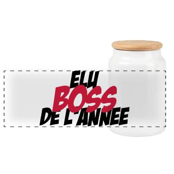 Elu B.O.S.S de l'année ! - Boîte à biscuits avec couvercle en bois - blanc - Devant