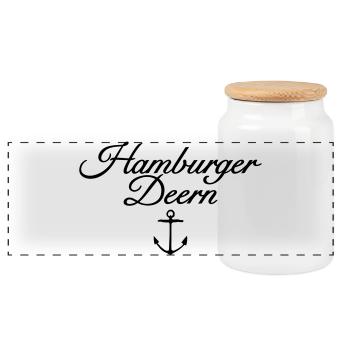 Hamburger Deern Classic Anker Hamburg - Panorama Keksdose mit Holzdeckel - Weiß - Vorne