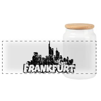 Frankfurter Skyline Frankfurt (Vintage S/W) - Panorama Keksdose mit Holzdeckel - Weiß - Vorne