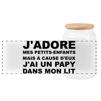 Papy dans mon lit - Boîte à biscuits avec couvercle en bois - blanc - Devant