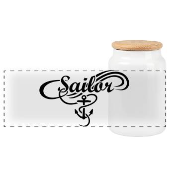 Sailor Anker Waves Segler Segel Segeln - Panorama Keksdose mit Holzdeckel - Weiß - Vorne