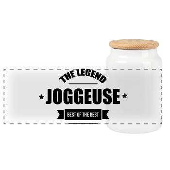 Running / Jogging / Run / Trail / Sport - Panoramic Cookie Jar with Wooden Lid - white - Front