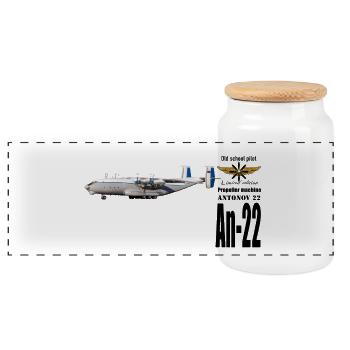 An-22 - Panoramic Cookie Jar with Wooden Lid - white - Front