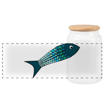 sardine. fish. April fool. sea. ocean - Panoramic Cookie Jar with Wooden Lid - white - Front