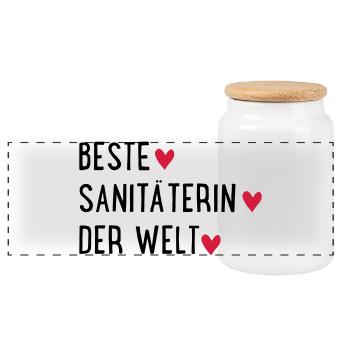 beste sanitäterin der welt - Panorama Keksdose mit Holzdeckel - Weiß - Vorne